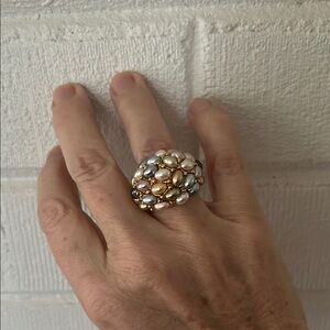 Kenneth J Lane pearl cluster cocktail ring